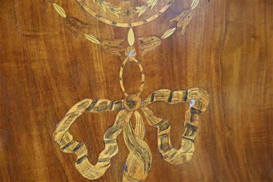 An Edwardian Sheraton revival marquetry inlaid mahogany linen press, W.116cm, D.58cm, H.223cm